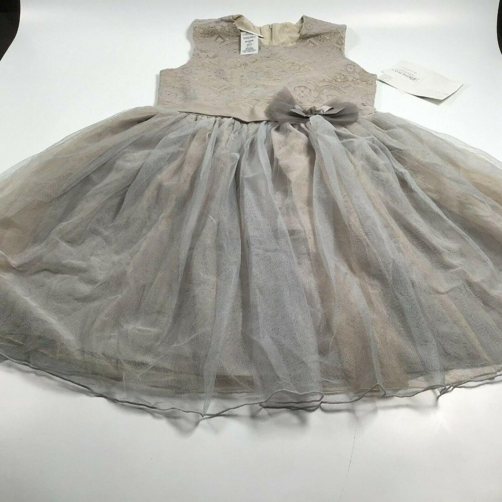 Girls BONNIE JEAN Light Gray Sleeveless Dress 14